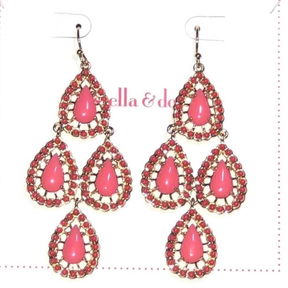 Stella & Dot seychelles pink drop earrings